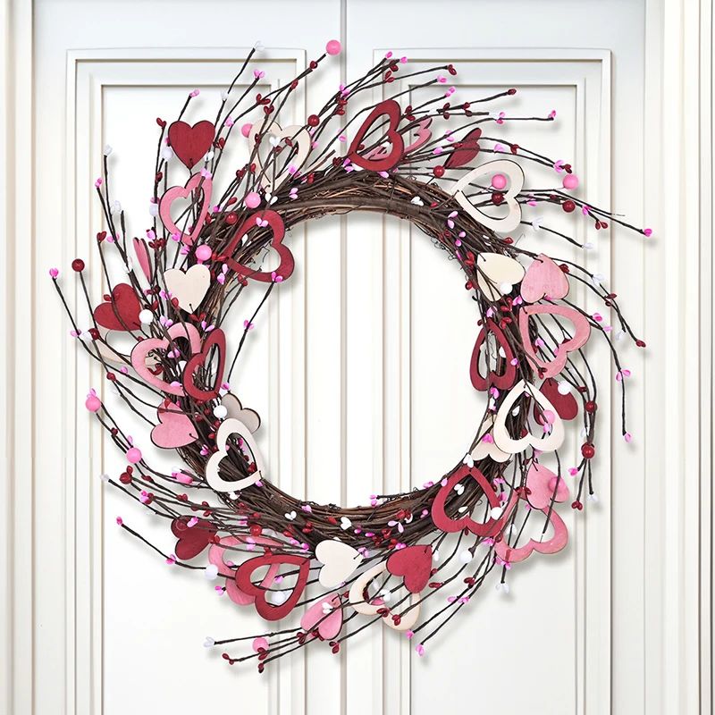 Valentine's Day Vine Wreath Decoration Valentine's Day Love Door Hanging Door Number Party Decoration Supplies Simulation Wreath