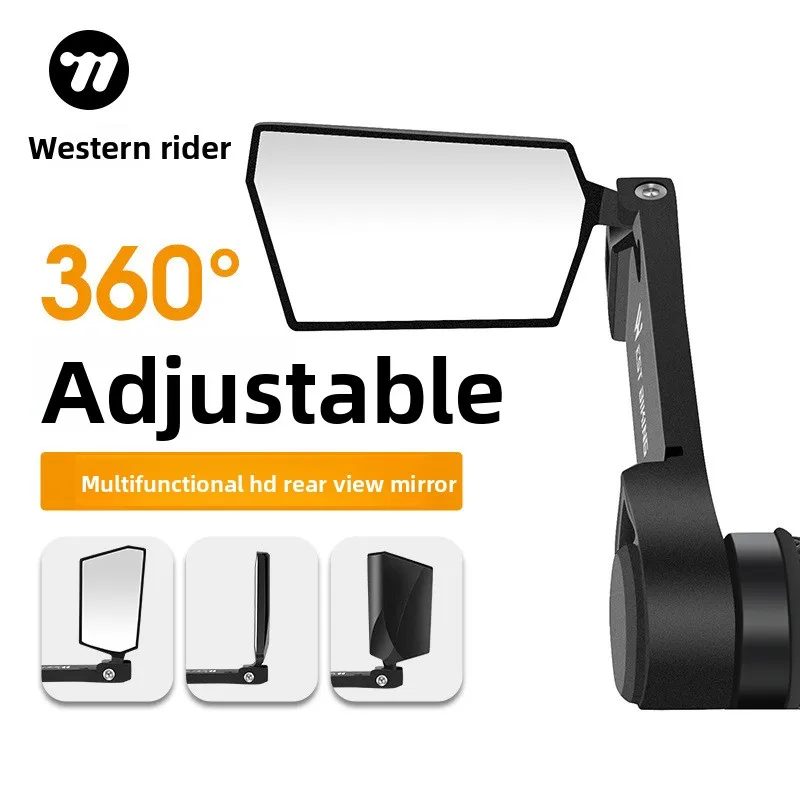 

WEST BIKING Bike Rear View Mirror Foldable Alloy Vice Handle Cycling Bar Ends 360° Rotation MTB Bicycle HD Handlebar Rearview