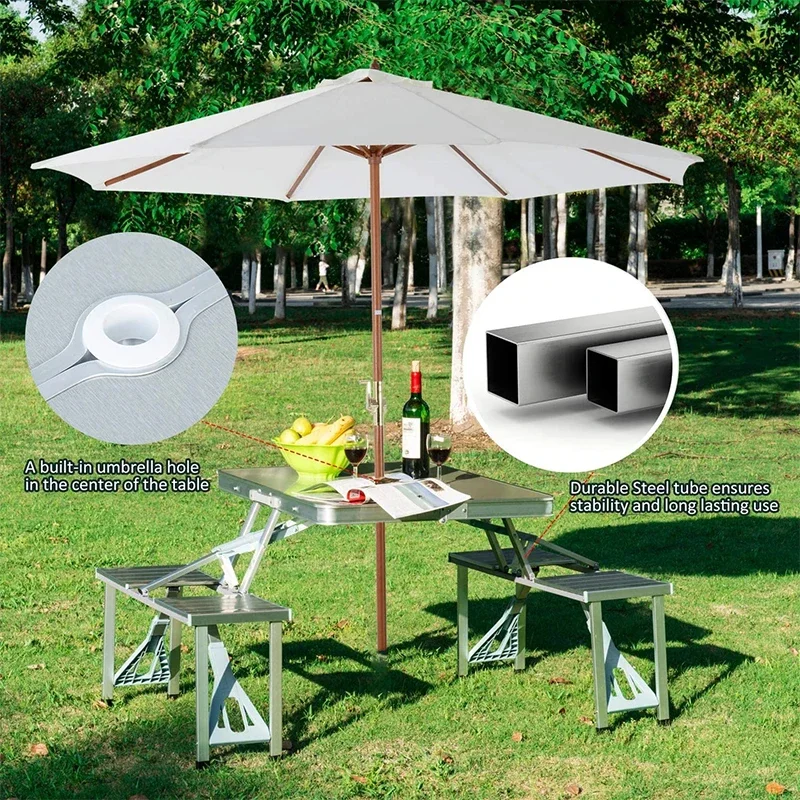 Multifunctional Portable Aluminum Alloy Folding Table, Outdoor Chair Set, Waterproof Durable Table