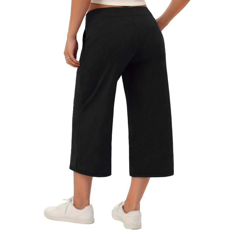 

2026 Women's Plus Size Full Length Wide Leg Pants Elastic Waist