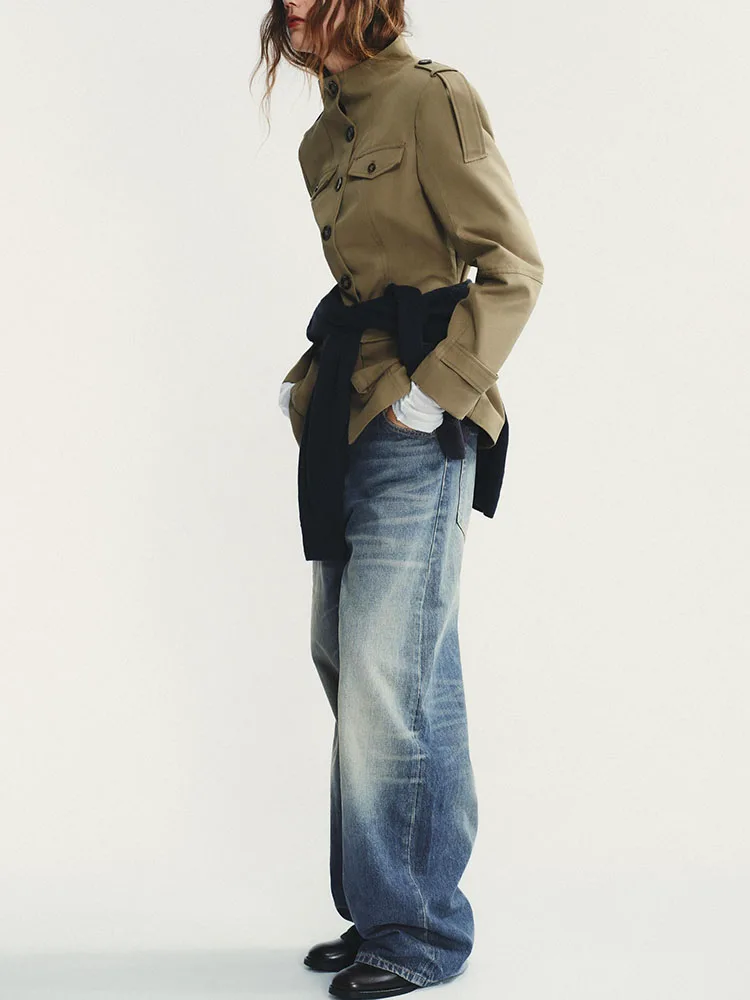 

Неводная женская длинная куртка-стойка с воротником-стойкой-стойкой, осень 2021, новое поступление Ele Personali