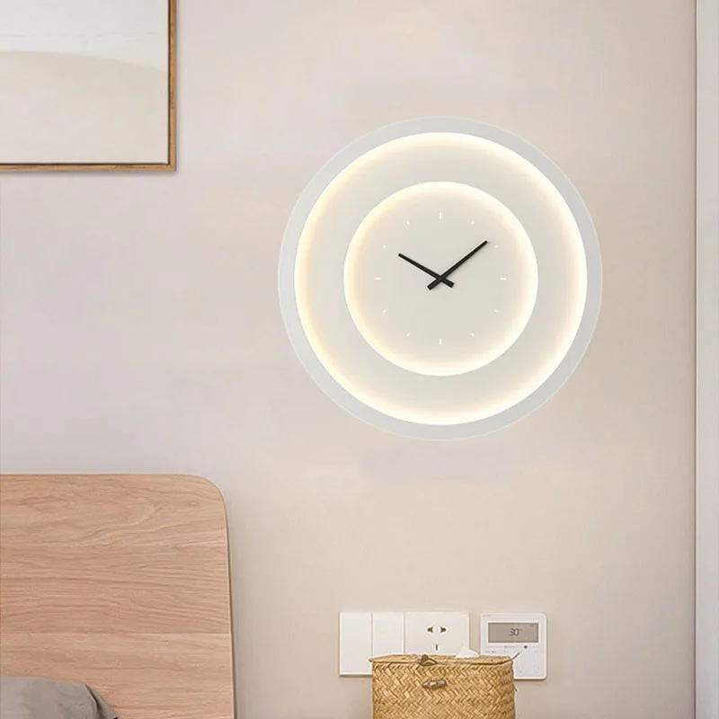 modern round led wall light com relogio quarto atmosfera lampada sala de estar sala de jantar home deco branco verde metal dropshipping 01