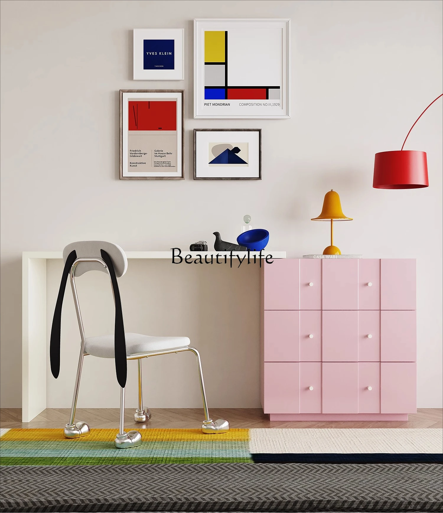 

Dopamine chest integrated dresser Italian minimalist bedroom retractable corner makeup table