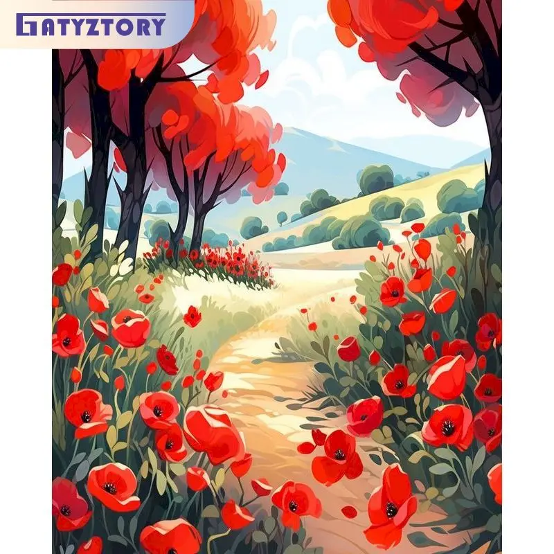 

GATYZTORY Painting By Number Flower Scenery Hand Painted Paintings Gift DIY Pictures By Numbers Kits Drawing On Canvas Home Dec