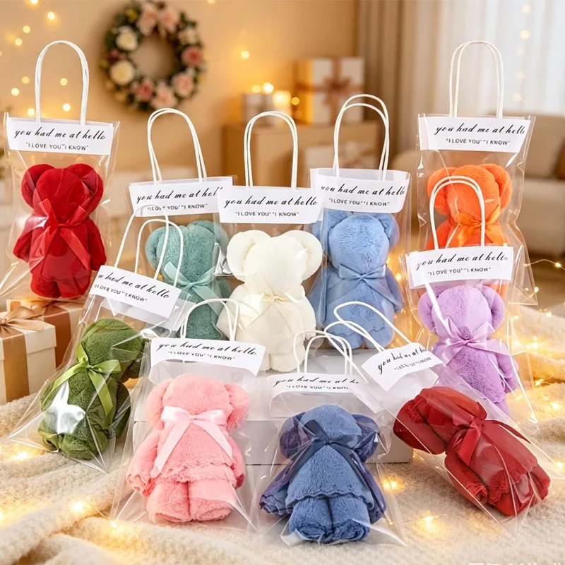 1-20PCS Coral Fleece Creative Towel Bear Plush Gift for Wedding Birthday Party Festival Business Graduation Souvenir Favor