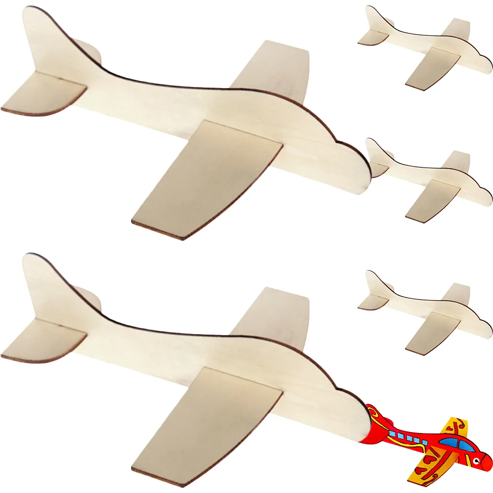 6Pcs Wood Assemble Airplane Model Blank Wooden Plane Kids Painting Toy Party Favors blank airplane toys