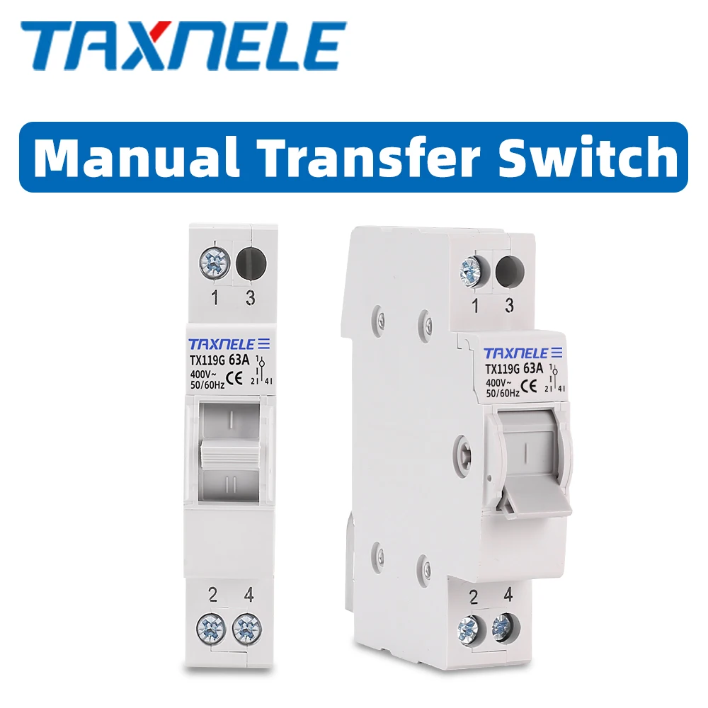 1P 40A 63A MTS Dual Power Manual Transfer Isolating Switch Interlock Circuit   Breaker 230V 400V Modular Changeover Switch