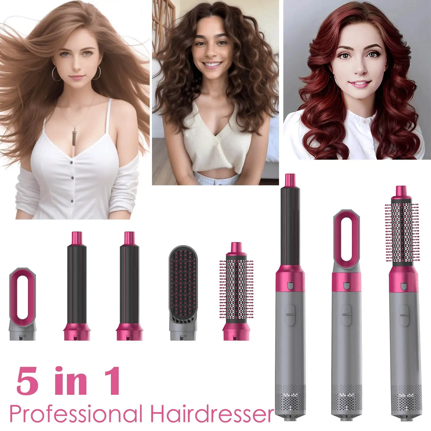 New Hair Dryer Multi Hair Styler 5 in1 Curling Iron Hair Straightener With Hair Brush Hairdryer For Hair Dryer Hair Multi Styler