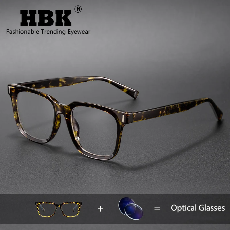 HBK Men Anti Blue Light Reading Glasses Fashion Square TR-90 Frames Men Women Casual Optical Glasses 1.56 Refractive Index