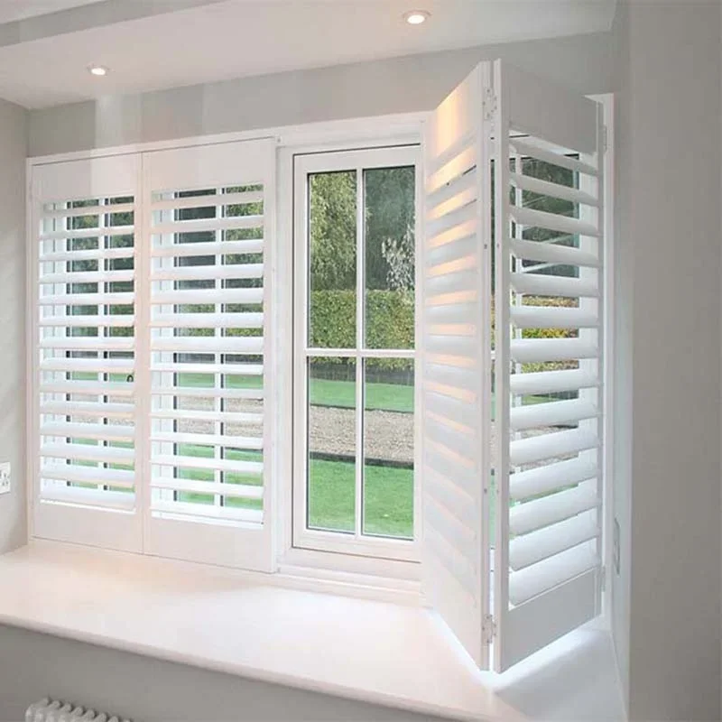 Persianas de plantação de preço de fábrica Jaslousie Louver Windows Shutter Estilo simples Persianas de madeira e PVC para janela