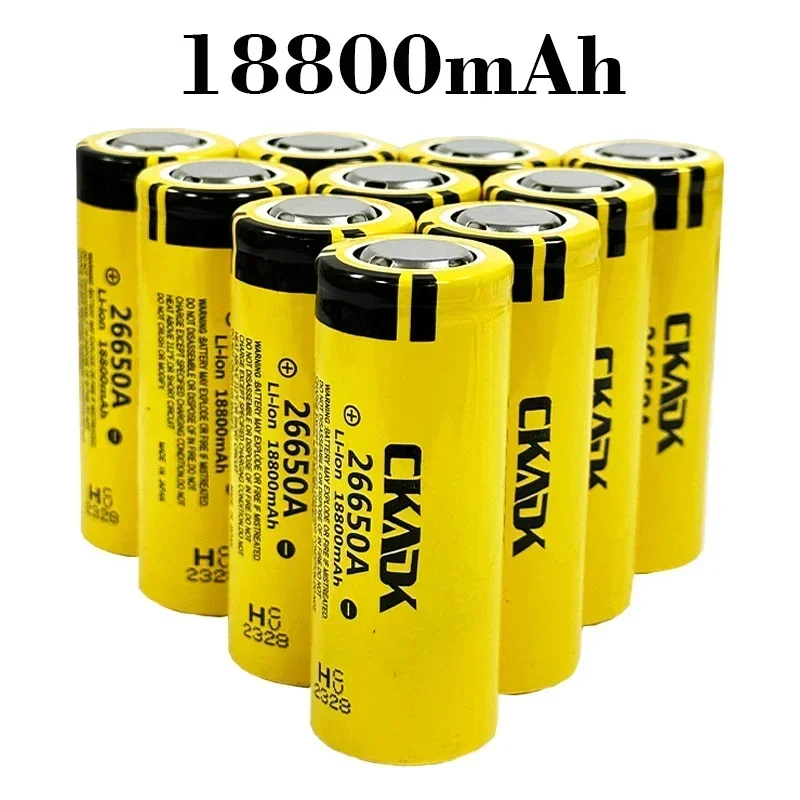 New High Capacity 26650A, 3.7V 18800mah, 100% Original 26650 20A Rechargeable Lithium Battery Suitable for Flashlights