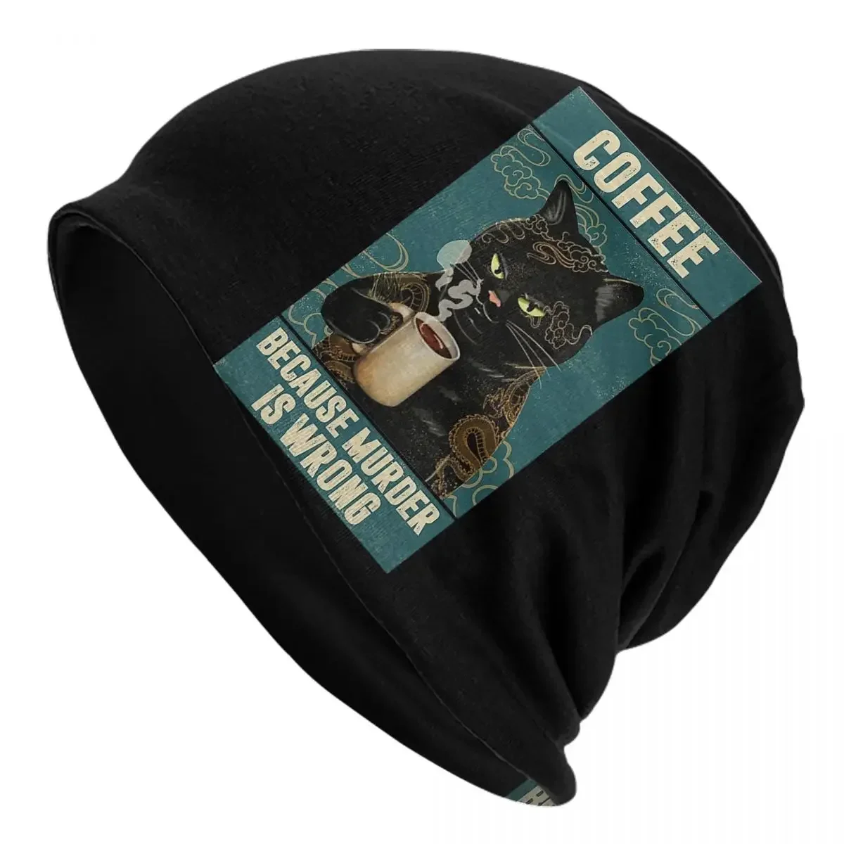 Gorros chauds pour hommes et femmes, chapeau, café, porque le meurtre est faux pour les amoureux des chats, capó, aut