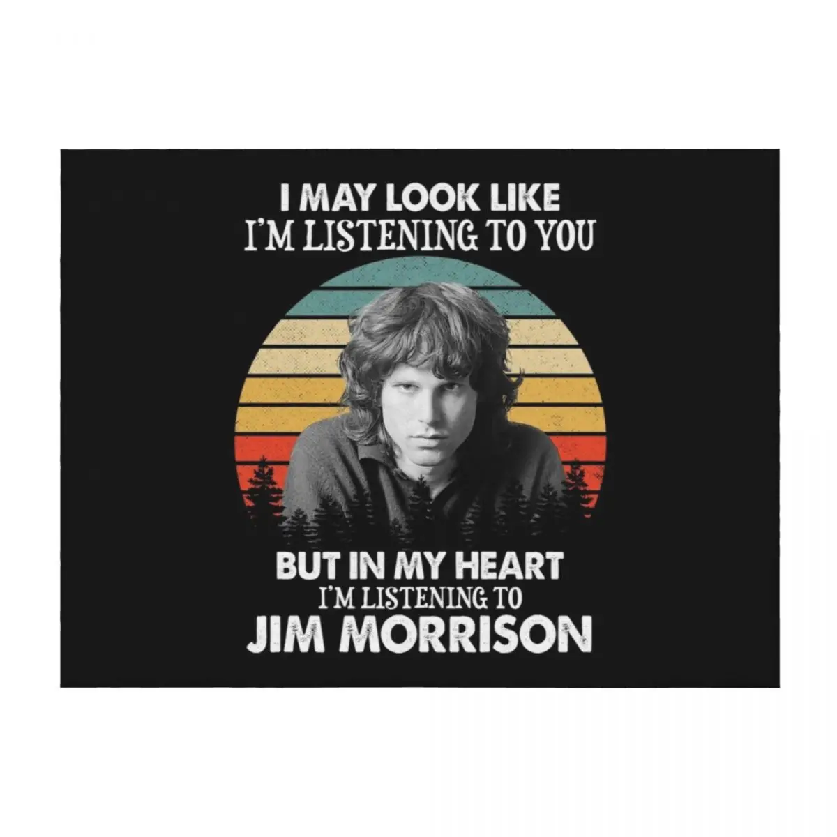

I May Look Like I'm Listening To Jim Blues Morrison Vintage Throw Blanket Heavy decorative Beach Polar Blankets