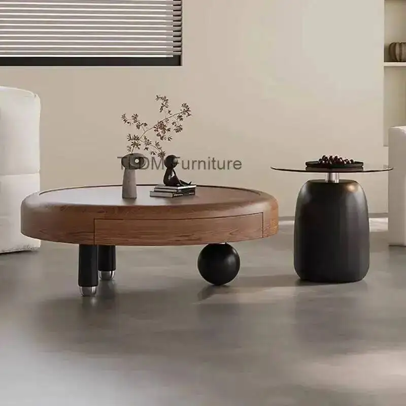 

Винтажный журнальный столик с функцией хранения, модный простой круглый металлический стол для гостиной, современная мебель