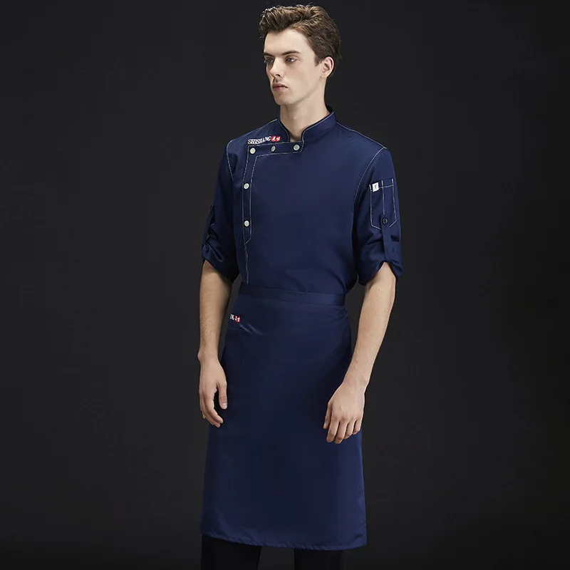 C437 Ropa de trabajo de Chef, chaqueta de Chef para hombre, uniforme de Chef de cafetería, Ropa de Trabajo para personal del Hotel, uniforme de camarero de servicio de comida para hombre