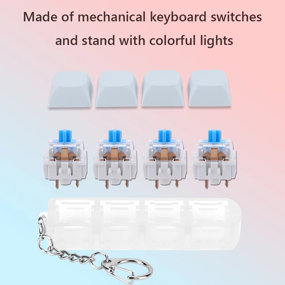 Knopf-Tastenkappe, Fidget-Schlüsselanhänger, 4 Tasten, Tastatur, Dekompression, DIY-Tastaturwürfel für Erwachsene, um Stress durch die Zeit zu lindern
