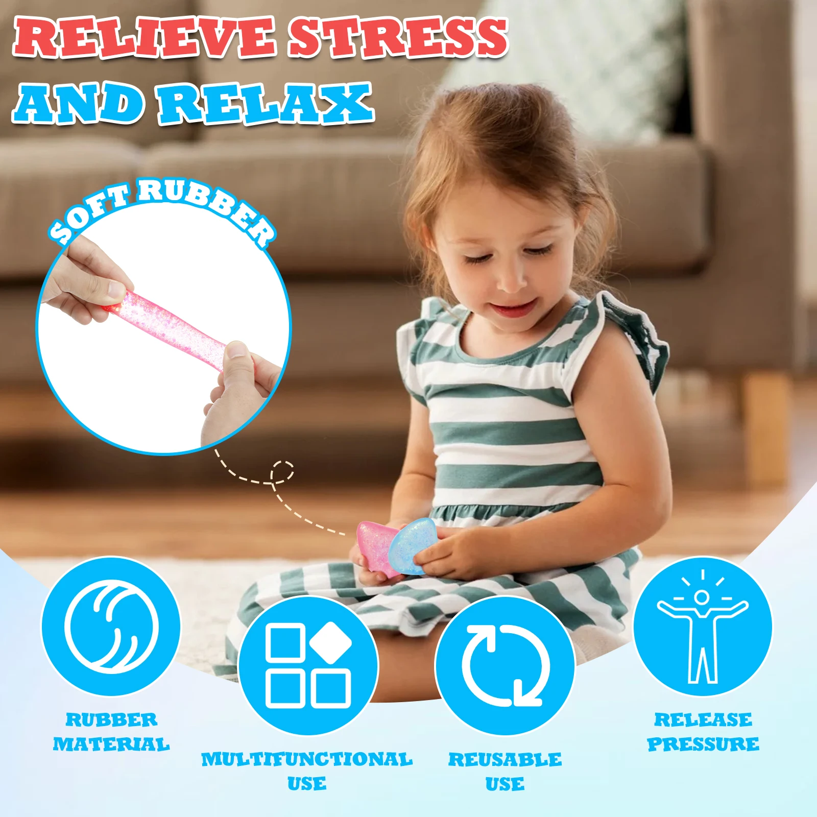 16 pezzi quadrati palla antistress di ghiaccio giocattoli agitarsi sollievo dallo stress ADHD autismo giocattoli sensoriali morbidi e squishy bomboniere regali per bambini adulti