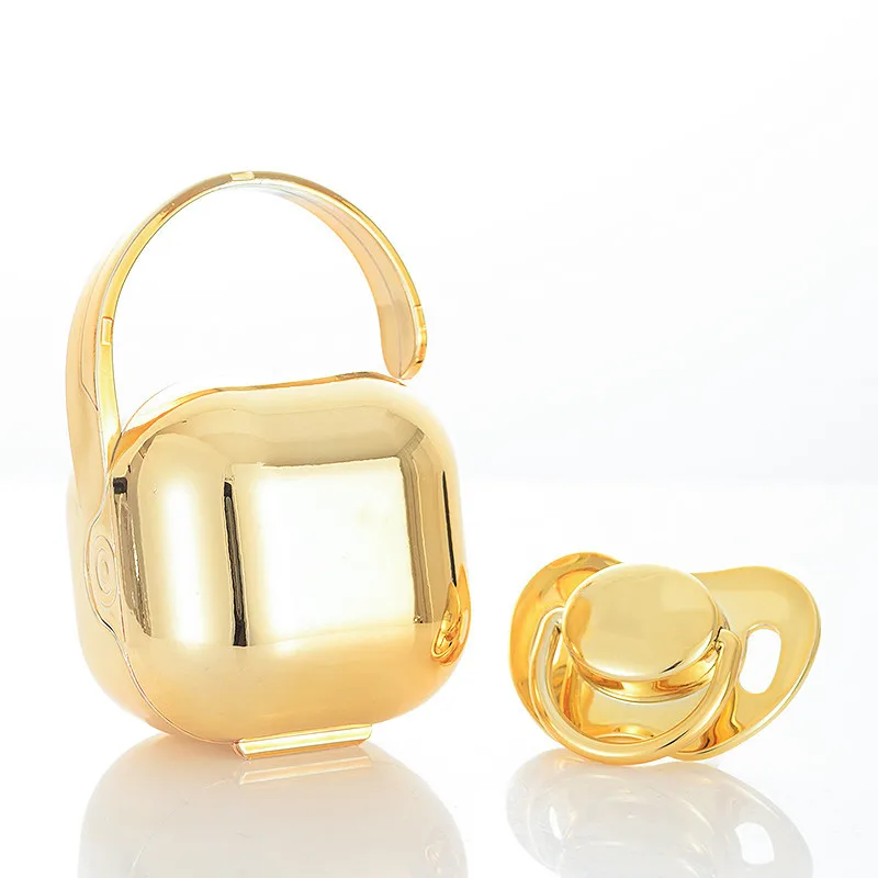 MIYOCAR BPA free CPSIA/CPSC PASS Metallic gold pacifier and pacifier storage box Nipple Storage set pacifier case holder