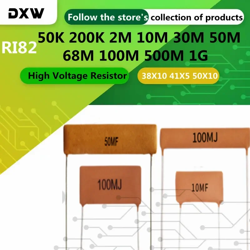 

Резистор высокого напряжения RI82 1G 500M 100M 68M 50M 30M 10M 2M 200K 50K Чип Толстопленочная стеклянная глазурь Высоковольтные резисторы