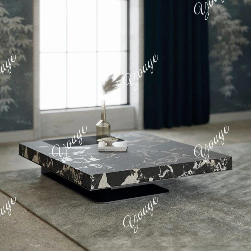 

Italian minimalist marble coffee table Modern minimalist designer light luxury living room household stainless steel tea table