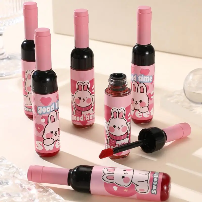 Wine Lip Stain Lips Gloss Wine Liquid Lipgloss Matte Finish Long Lasting Waterproof for Women and Girls Beauty Makeup Look