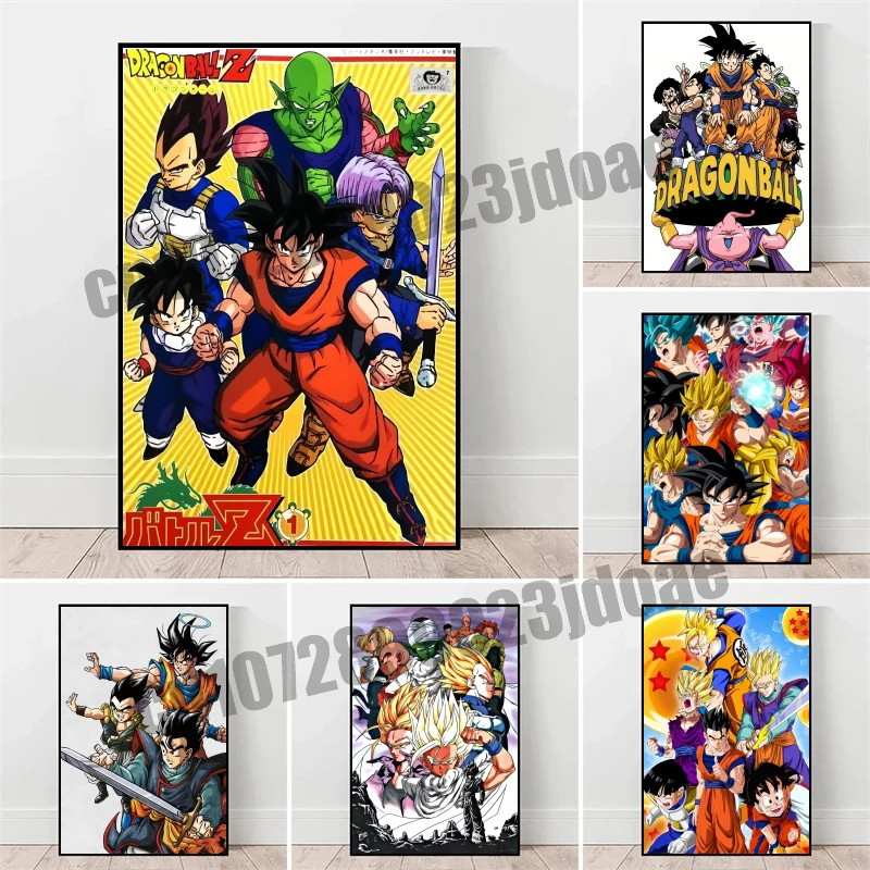 Póster sin marco de Dragon Ball de Anime de sangre caliente, pintura en lienzo, pintura al óleo de abanico, bañadores de Goku Vegeta, regalo de joyería artística para habitación Piccolo