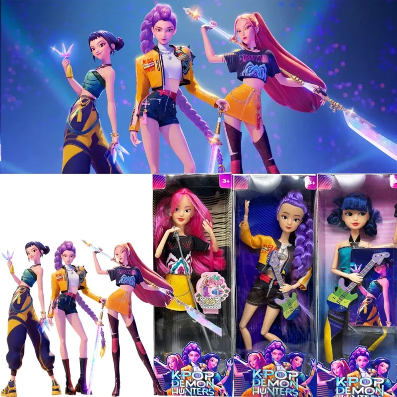 New 11in Kpop Demon Hunters Action Figure New K-POP Demon Slayer Vinyl Doll Lumimila Zoey Desktop Ornament Toy For Kid Gifts