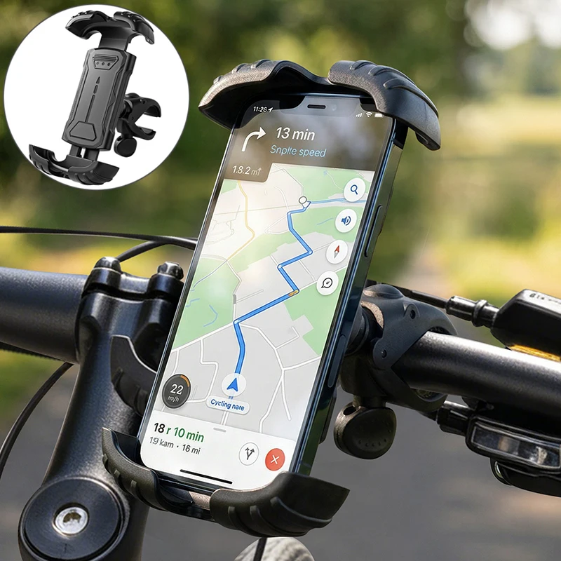 

Bike Phone Holder Mount Motorcycle Handlebar Phone Mount Clamp Universal E-Bike ATV Scooter Phone Clip for iPhone Xiaomi Samsung