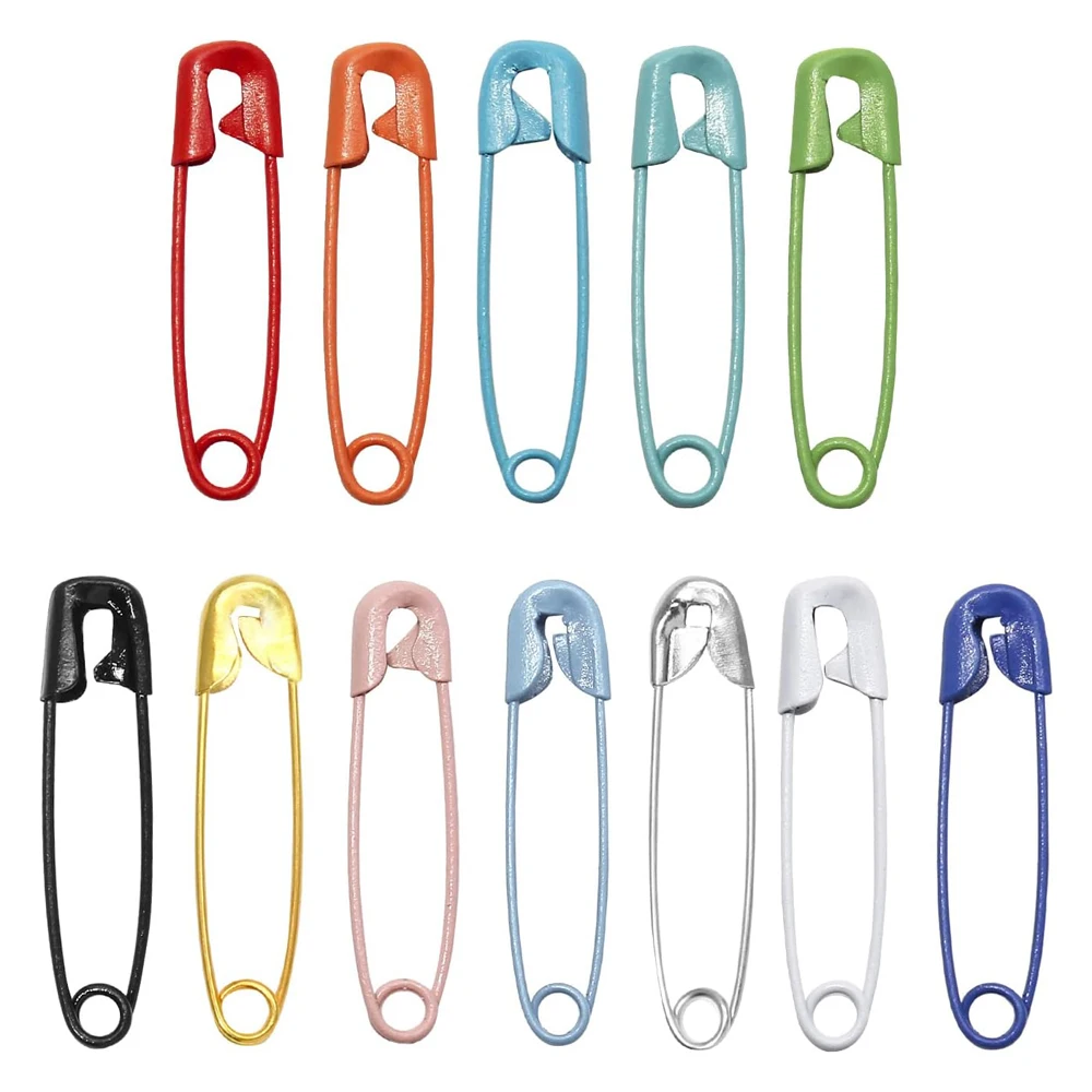 100PCS Random Colored Safety Pins 32MM Safety Pins Bulk Sewing Pins Metal Knitting Stitch Markers for DIY Crafts Jewelry Making