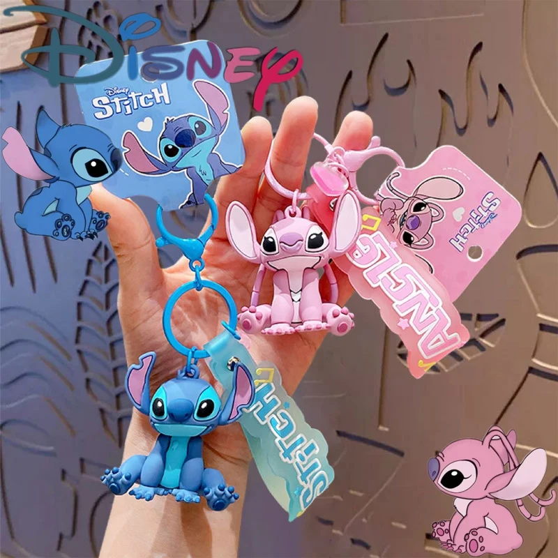 

Disney Cartoon Lilo & Stitch Keychain Cute Bag Key Chain Pendant Doll Keyring Ornament Kids Toys for Couple Friends Xmas Gifts