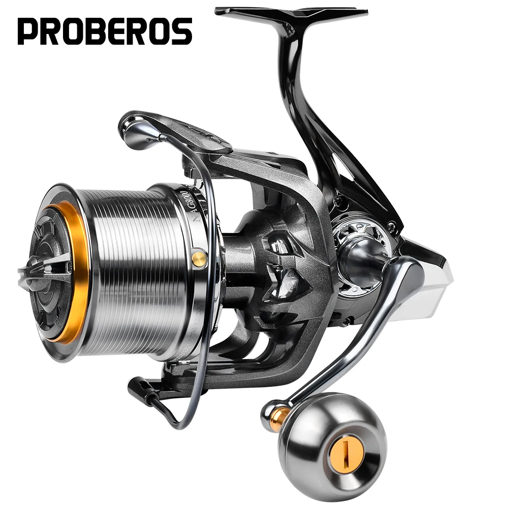 PROBEROS moulinet de pêche Spinning en aluminium 4.8:1 rapport de vitesse 17 + 1BB 18kg/39.7lb glisser 8000 9000 10000 12000 14000 série matériel Pesca