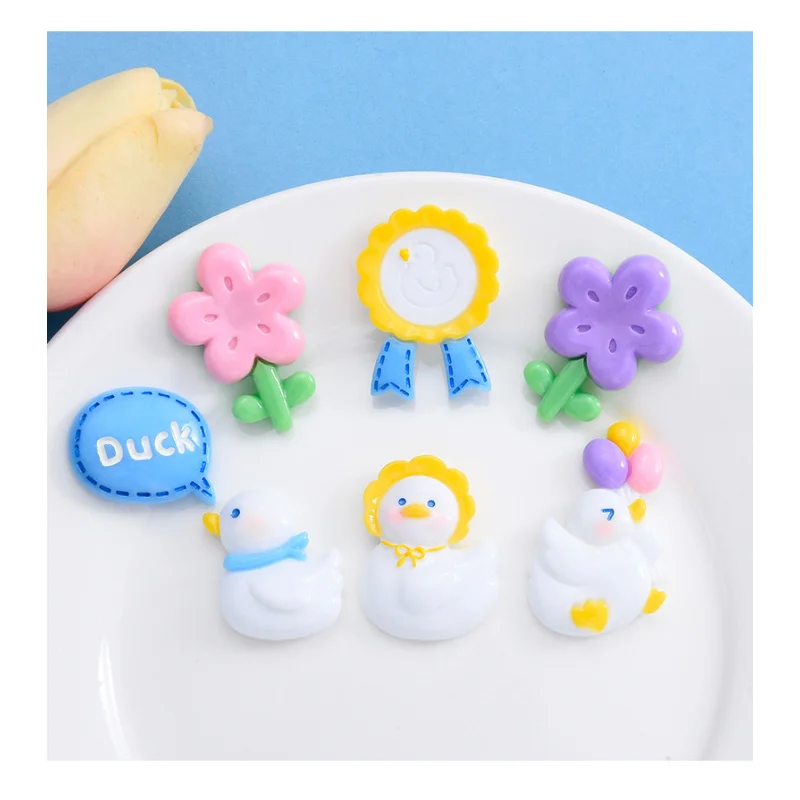 10Pcs Cartoon Cute Duck Flatback Resin Cabochon Scrapbooking Crafts DIY Phone Case Decorstion DIY Hair Bows Center Accessories