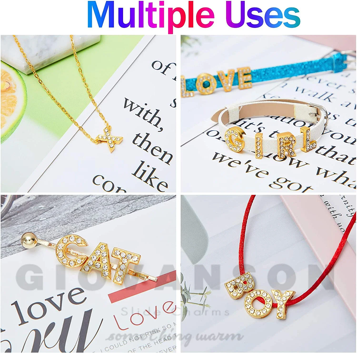 10pcs 8MM  A-Z Golden FULL RHINESTONE Slide letters Slide Charms Fit DIY Wristband & Bracelet &pet collars &Name Gift