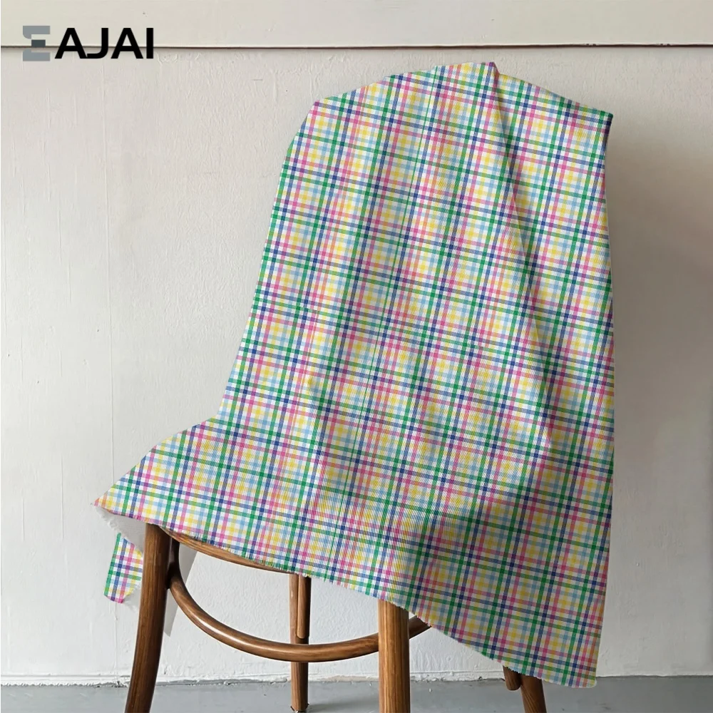 

Eajai Plaid Cotton Fabric for Girls Dress Shirt Multicolor Pure Cotton DIY Sewing Fabric Soft Clothing Material