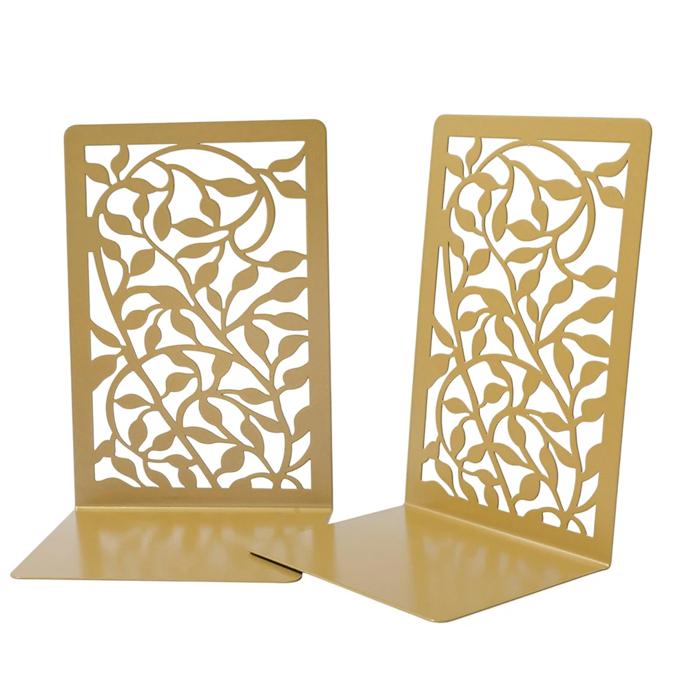 مجموعة حامل كتب معدني مجوف من الكرمة الذهبية مكونة من قطعتين - فروع ملفوفة وأوراق تصميم كتاب فرز الديكور القراء الأدبيين.