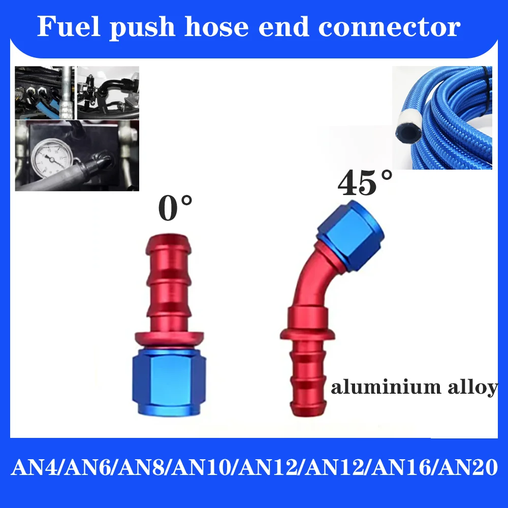 Reusable Connection Adapter Red AN6 AN8 AN10 AN12 AN16 AN20 Oil Fuel Fitting Oil Fuel Push On Hose 0 45 Degree Rubber Hose End