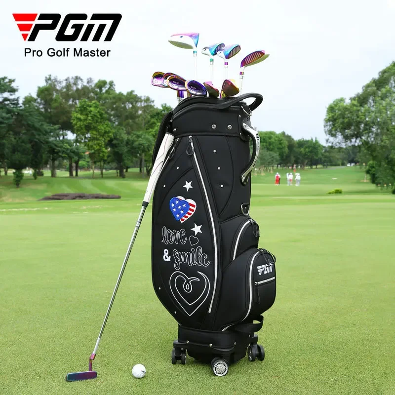 PGM Big Capacity Golf Rack Bag Lightweight Golf Standard Bag with Wheel Portable Wear-resistant Bracket Pack Shoulder Belt