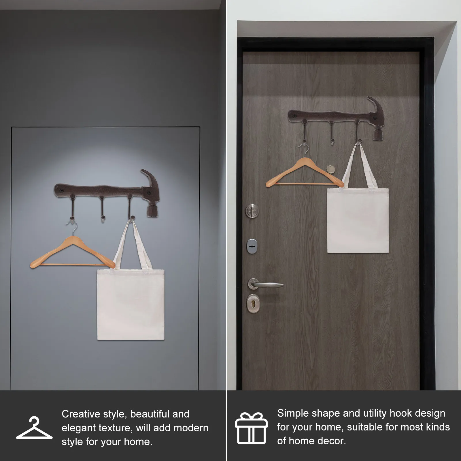 Heavy Duty Vintage Wall Mounted Coat Hook Rack – 3 Hooks for Coats, Hats, Umbrellas, Towels & Keys
