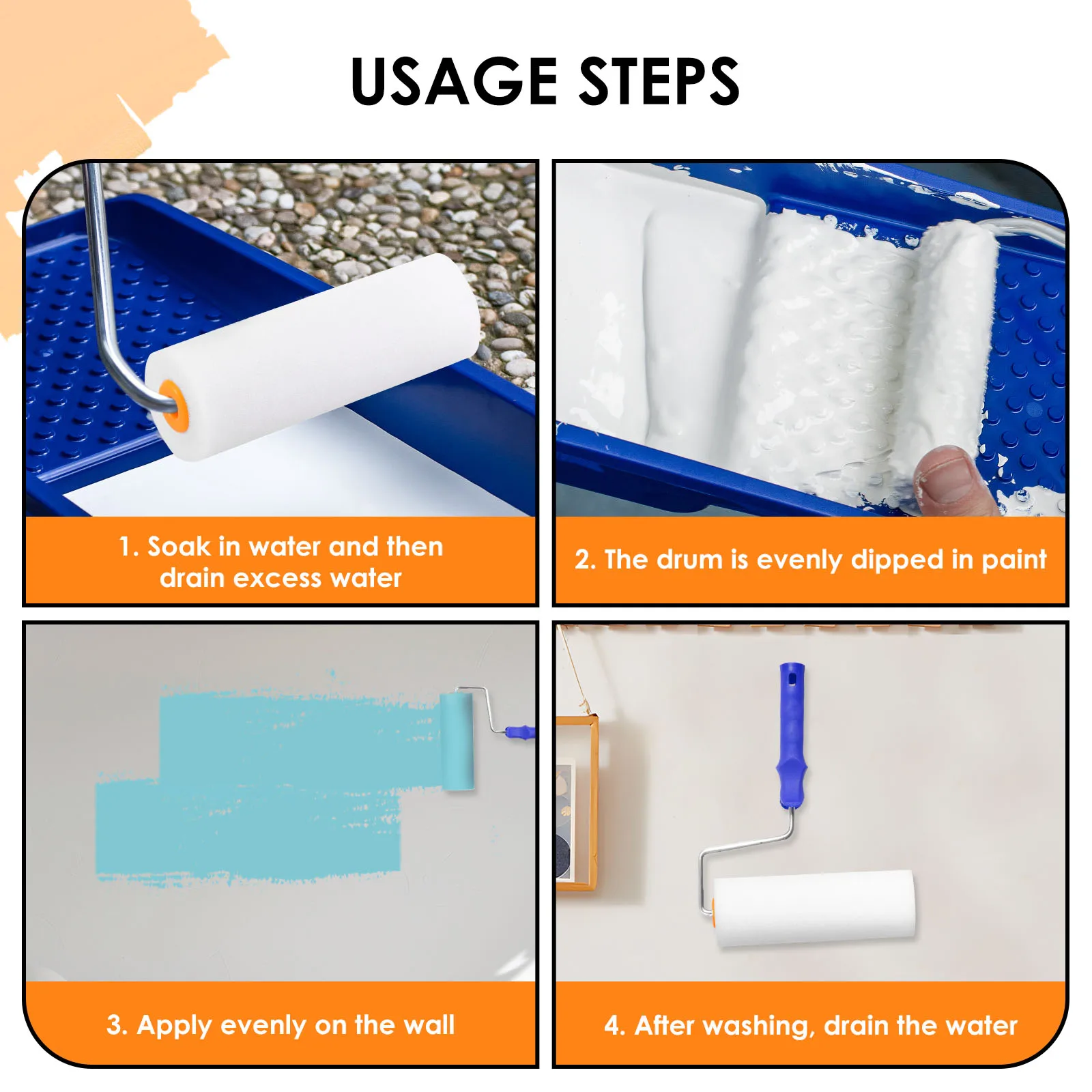 30 Buah Kuas Rol Cat Putih Tahan Lama Busa Cat Rol Lengan Lukisan Dekorasi Spons Rol Set Seni Perlengkapan Lukisan