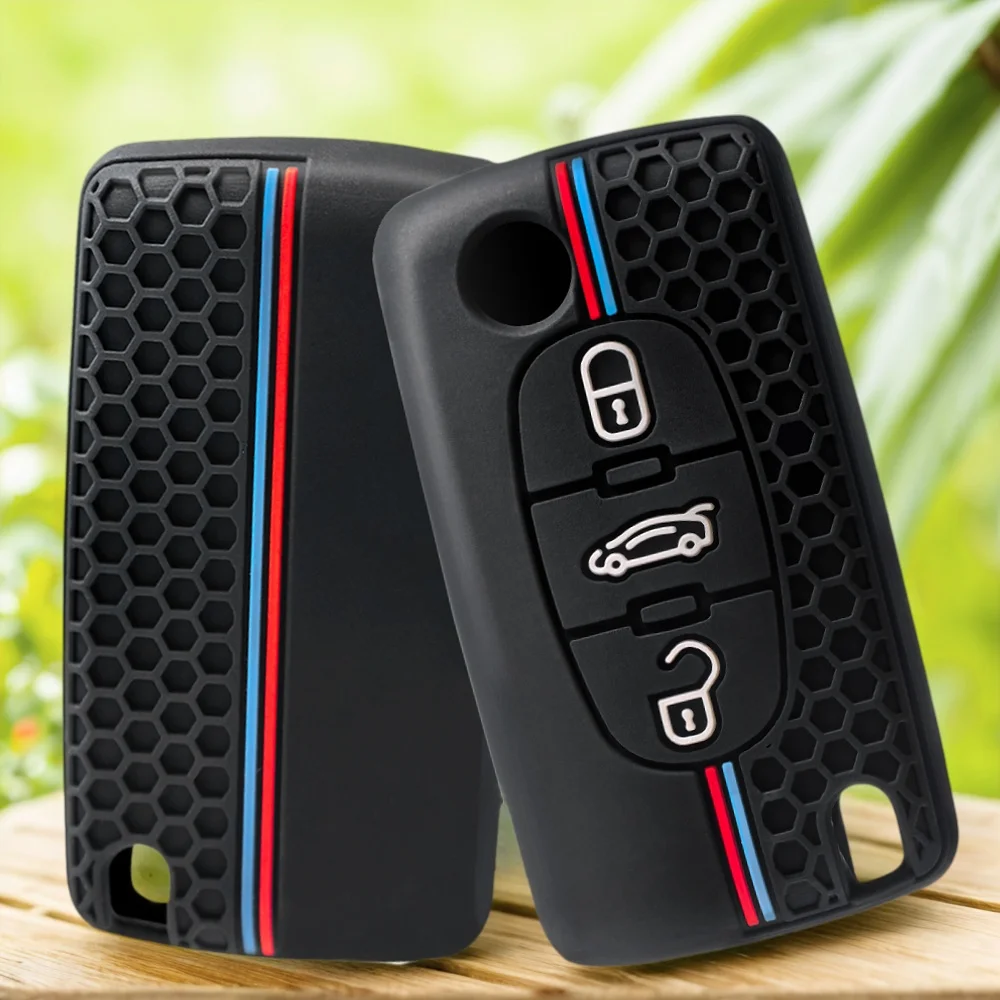Silicone Car Key Cover Case Holder For Peugeot 206 308 3008 Expert Partner Citroen C3 Pluriel Picasso Berlingo