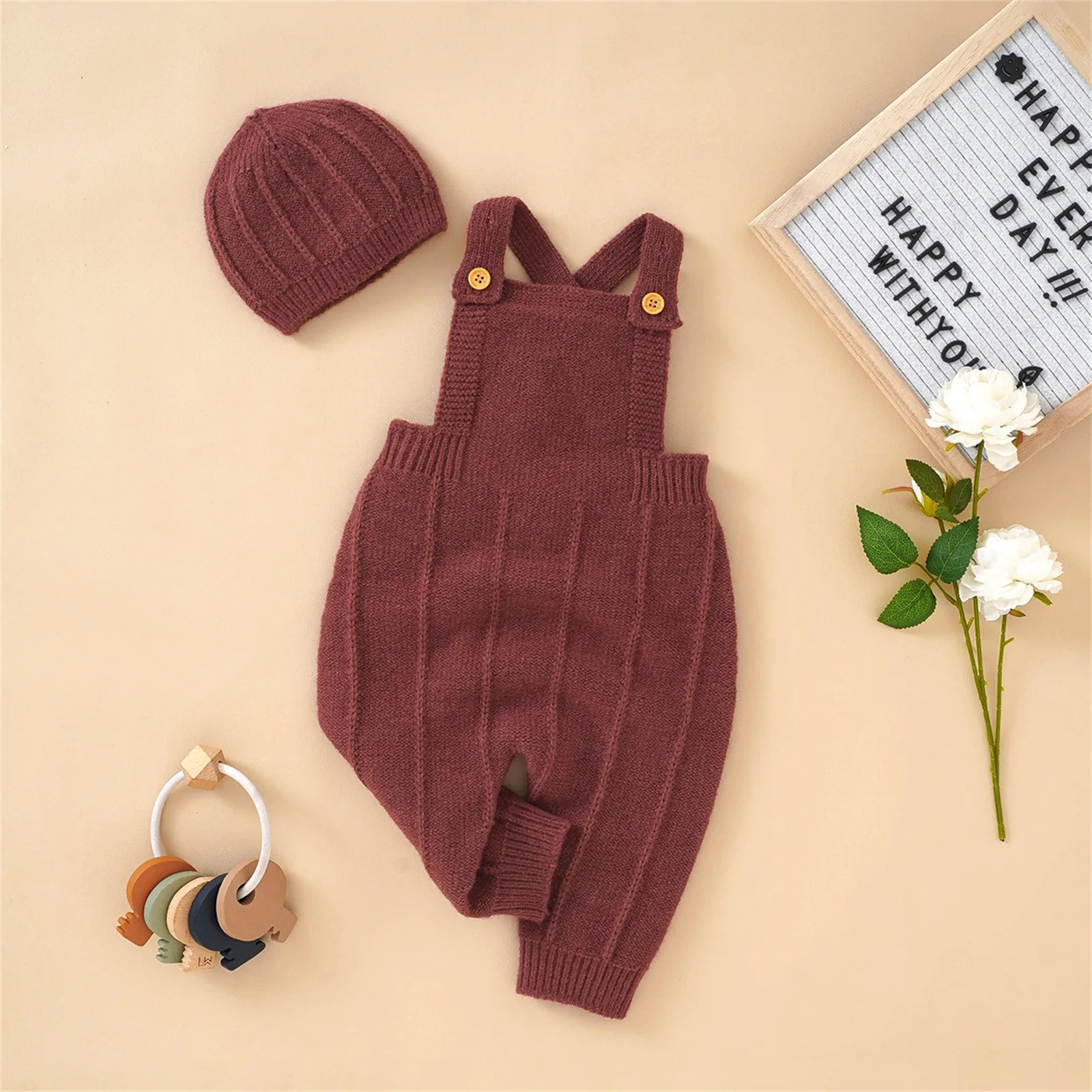 Baby Rompers Sleeveless Knitted Newborn Boys Girls Jumpsuits Hats 2pcs Outfits Sets Autumn Casual Outwear Toddler Infant Clothes