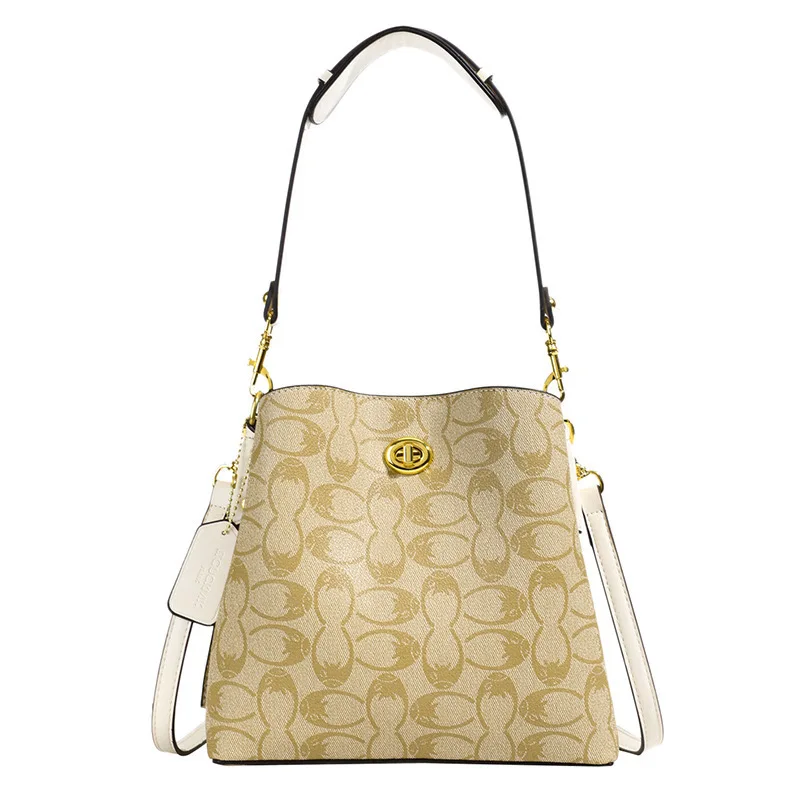 

New high-end fashionable printed shoulder bag, vintage bucket bag, high-quality shoulder bag