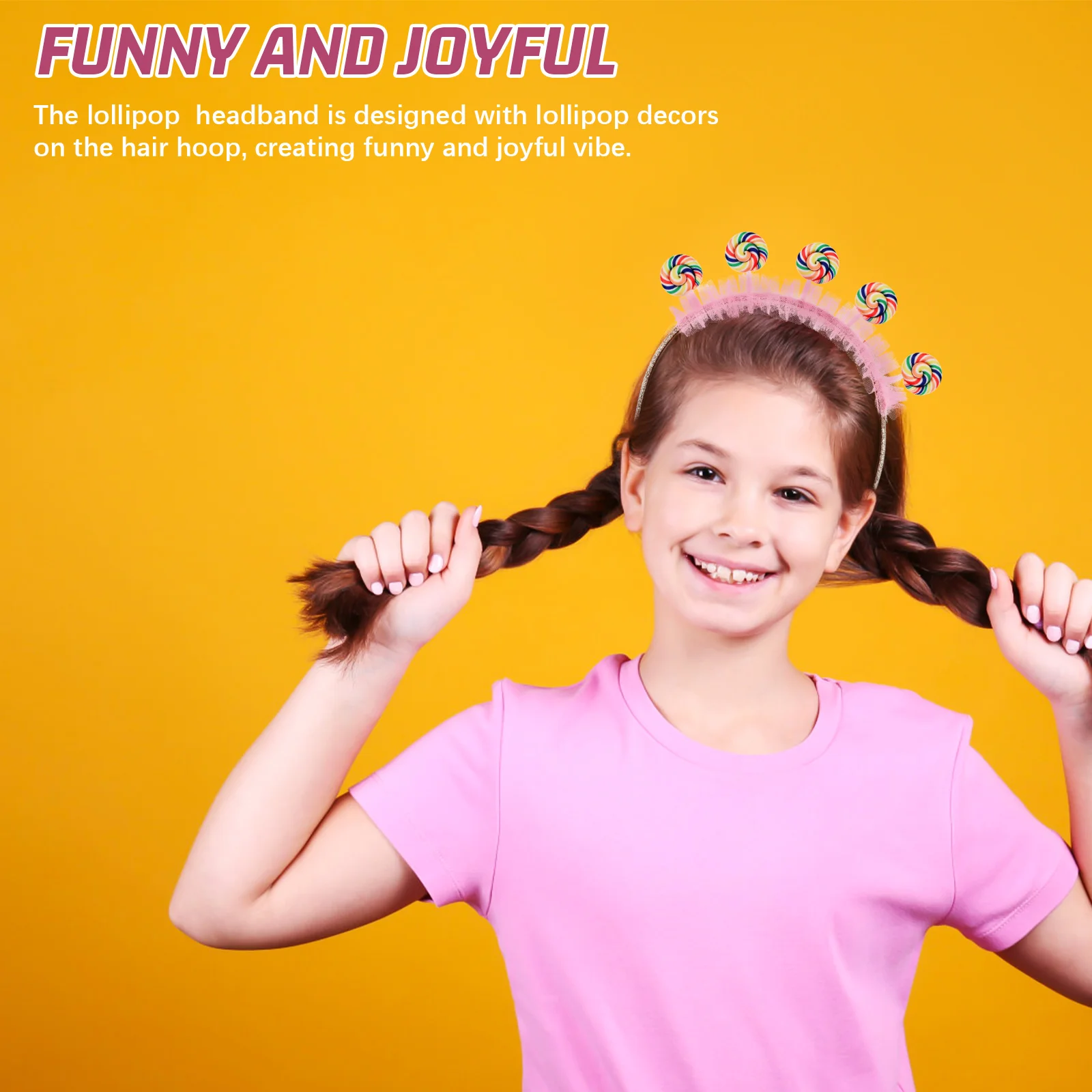 

Children Lollipop Hairband Candy Headbands Girls Pink Cartoon Elastic Toddler Hair Accessories Birthday Party Decorations