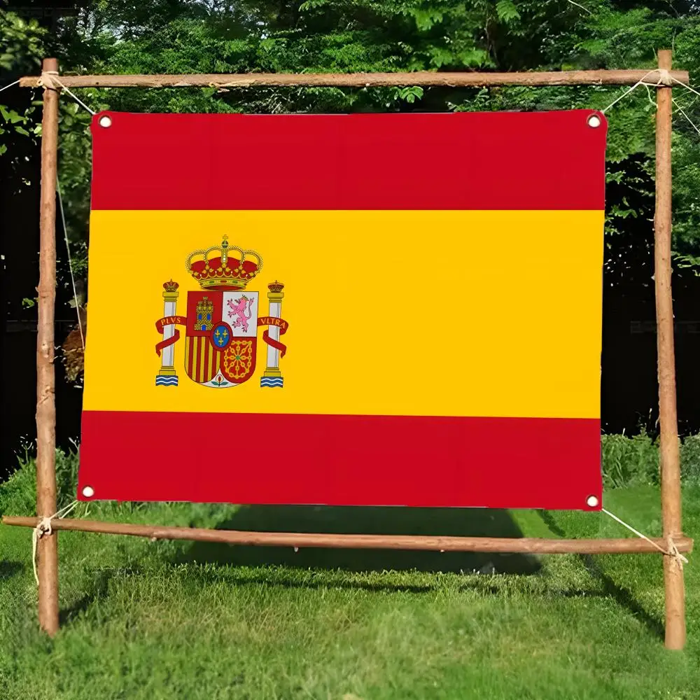 Flag of Spain Flags Daily four ring borderless design indoor outdoor decor easy hang install