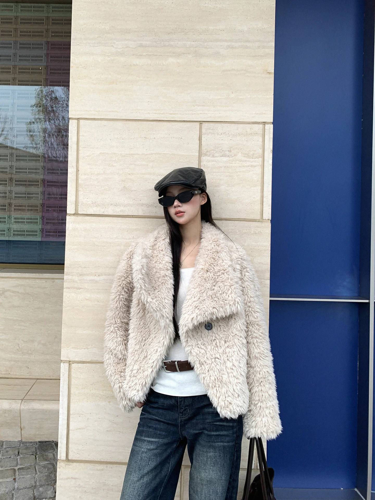 

Red Celebri Studio Women's Loose Fur Jaet Autumn Winter New Arrival Cotton Padded Coat Sli Trendy Commute Sle