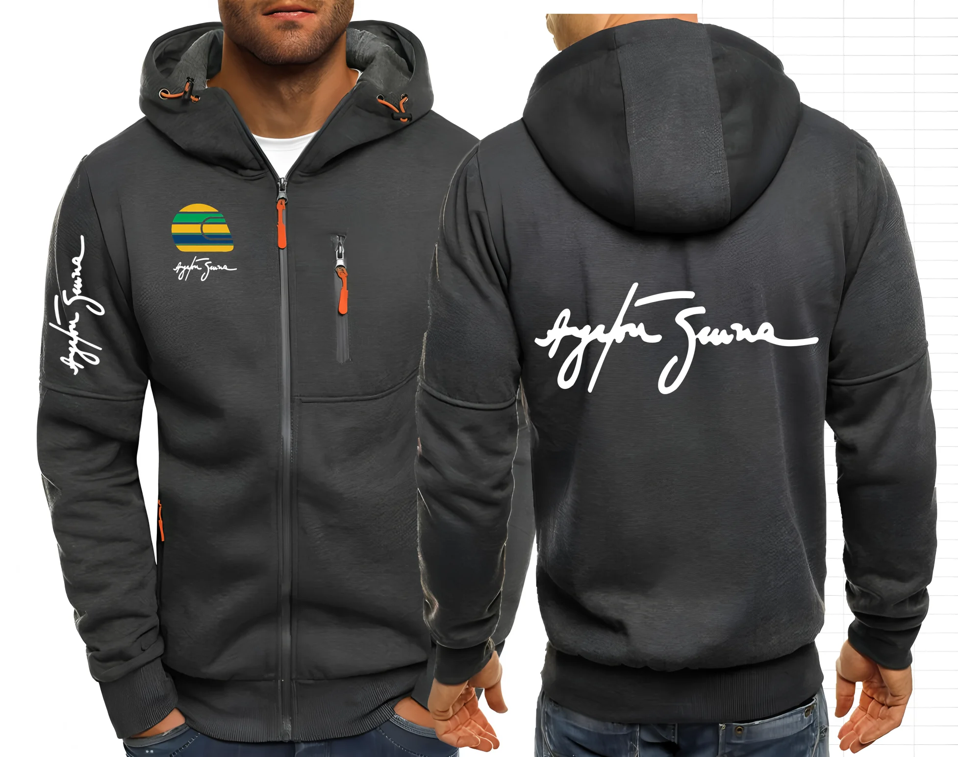 2025 Hero Ayrton Senna Racer F1 Mens Jackets Hooded Coats Casual Zipper Sweatshirts Male Men Sweatshirt Outerwear Hoodies Jacket view 2
