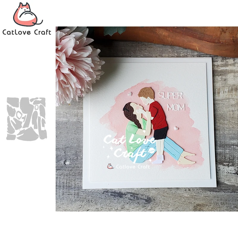 Catlove hijo besos madre troqueles de corte de Metal Scrapbooking molde cuchillo plantilla troquel troquelado fabricación de tarjetas DIY artesanía en relieve nuevos troqueles