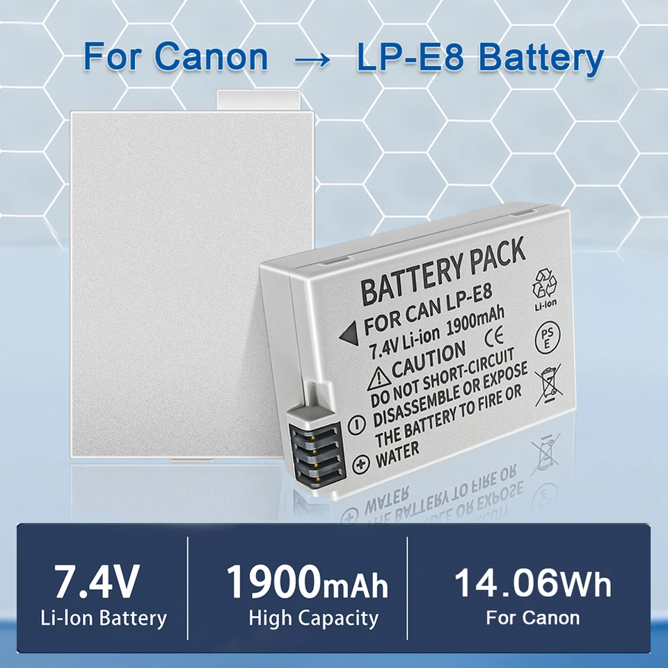 Batterie De Remplacement LP-E8 Fosmon 2000mAh - Compatible Canon EOS 600D, 700D, Rebel T5i