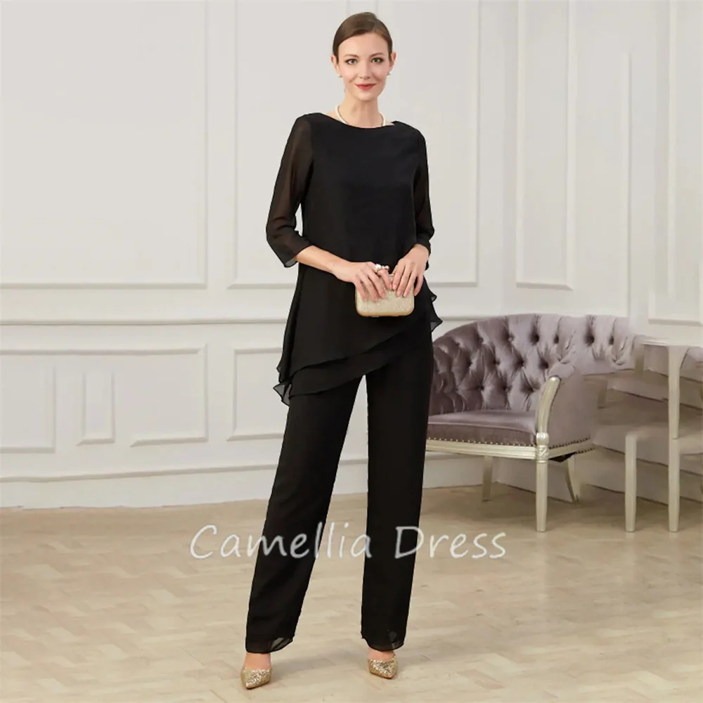 Elegant Scoop Neck Mother Of The Bride Dress Jumpsuit Chiffon Ankle-Length Formal Dresses Vestidos Mae Da Noiva Casamentos