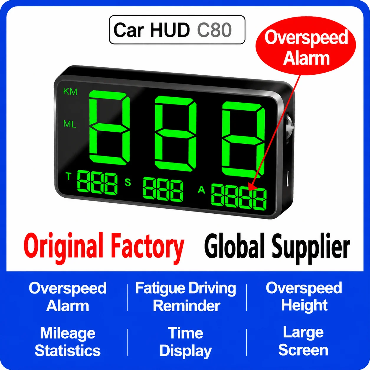 Car HUD Head Up Display GPS Speedometer with Overlimit Alarm, Trip Odometer, 4.5 inch Universal for All Vehicles